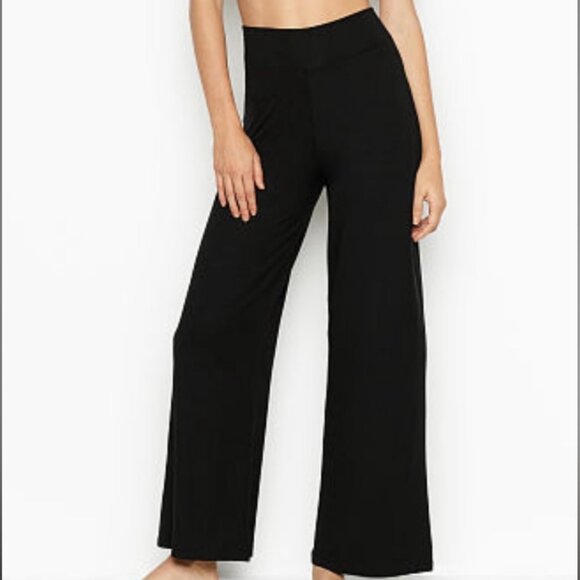 Victoria Secret Women’s size Large Black High Waist Wide Leg Yoga Leisure Pants - Picture 1 of 14